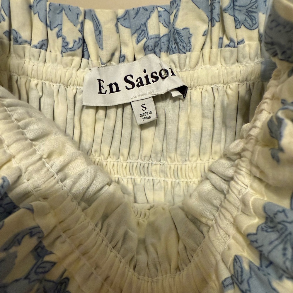 Baby Blue Floral Cotton Maxi Dress - Picture 4 of 6
